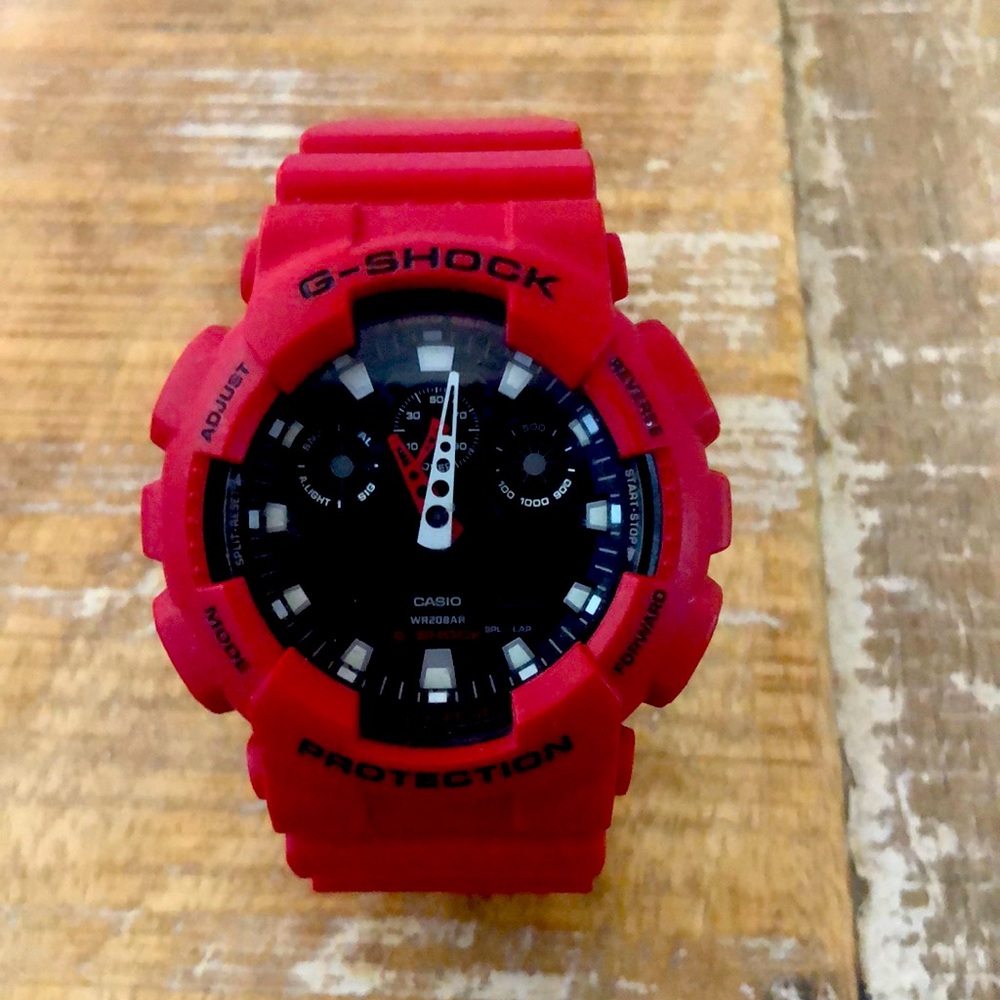 Used Men's Casio G-Shock Analog-Digital Red Resin Strap Watch